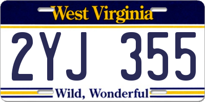 WV license plate 2YJ355