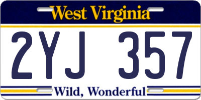 WV license plate 2YJ357