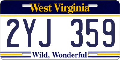 WV license plate 2YJ359