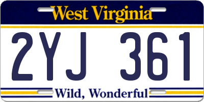 WV license plate 2YJ361