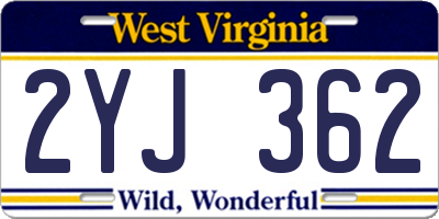 WV license plate 2YJ362