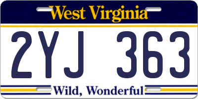 WV license plate 2YJ363