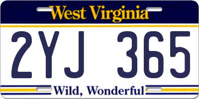 WV license plate 2YJ365