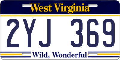 WV license plate 2YJ369