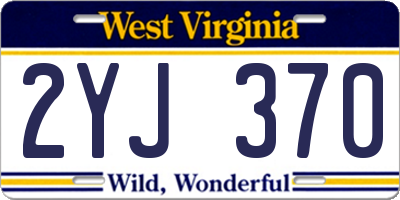 WV license plate 2YJ370