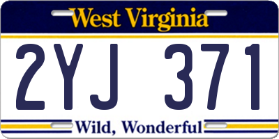WV license plate 2YJ371