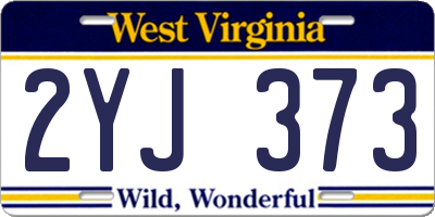 WV license plate 2YJ373