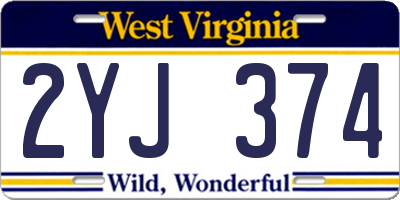 WV license plate 2YJ374