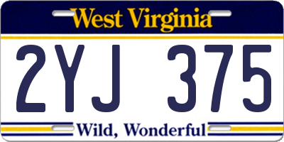 WV license plate 2YJ375