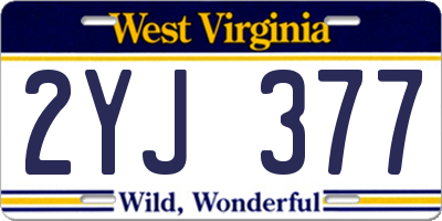 WV license plate 2YJ377