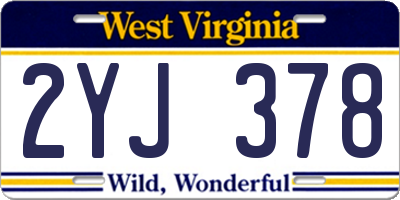 WV license plate 2YJ378