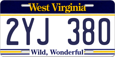 WV license plate 2YJ380