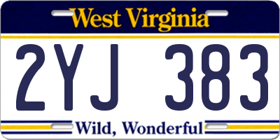 WV license plate 2YJ383