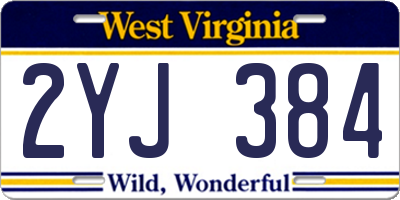 WV license plate 2YJ384
