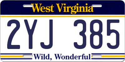 WV license plate 2YJ385