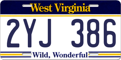 WV license plate 2YJ386