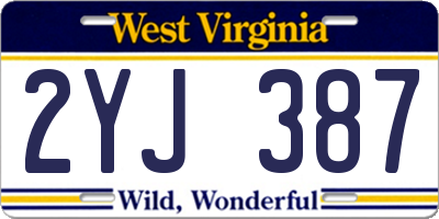 WV license plate 2YJ387