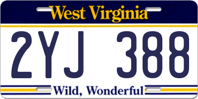 WV license plate 2YJ388