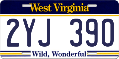 WV license plate 2YJ390