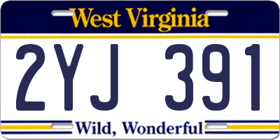 WV license plate 2YJ391