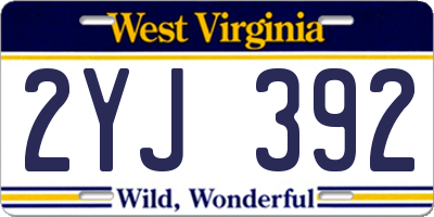 WV license plate 2YJ392