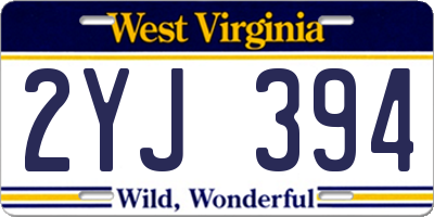 WV license plate 2YJ394