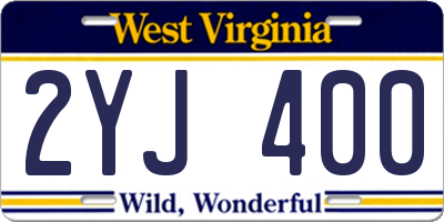 WV license plate 2YJ400