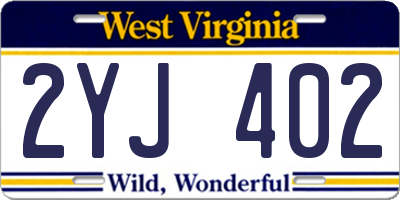 WV license plate 2YJ402