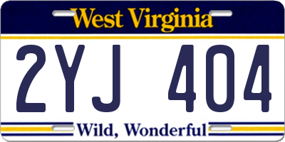 WV license plate 2YJ404