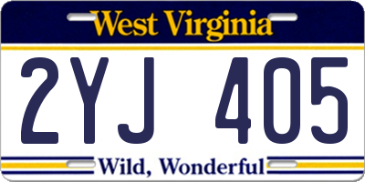 WV license plate 2YJ405