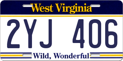WV license plate 2YJ406