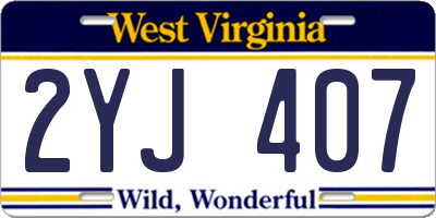 WV license plate 2YJ407