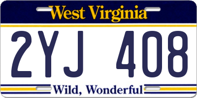 WV license plate 2YJ408