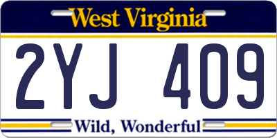 WV license plate 2YJ409