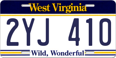 WV license plate 2YJ410