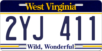 WV license plate 2YJ411