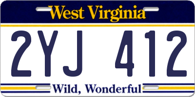 WV license plate 2YJ412