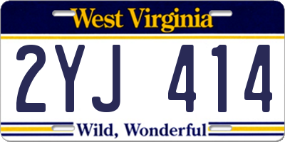 WV license plate 2YJ414