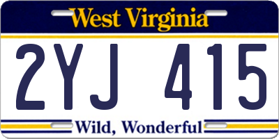 WV license plate 2YJ415