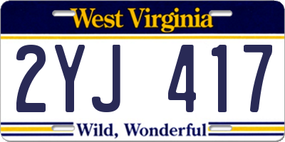 WV license plate 2YJ417