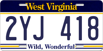 WV license plate 2YJ418