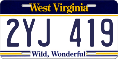 WV license plate 2YJ419