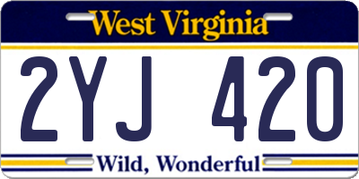 WV license plate 2YJ420