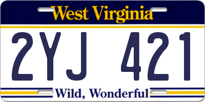WV license plate 2YJ421