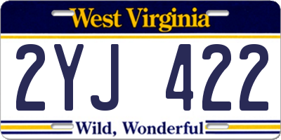 WV license plate 2YJ422