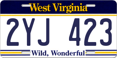 WV license plate 2YJ423