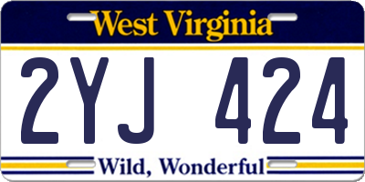 WV license plate 2YJ424