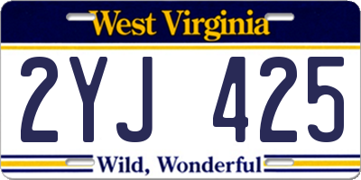 WV license plate 2YJ425