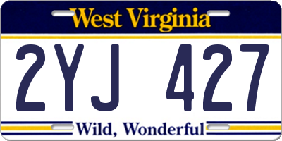 WV license plate 2YJ427