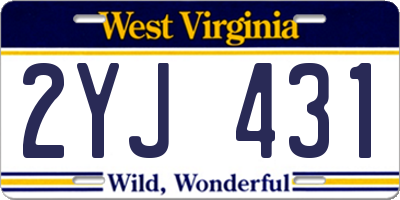 WV license plate 2YJ431